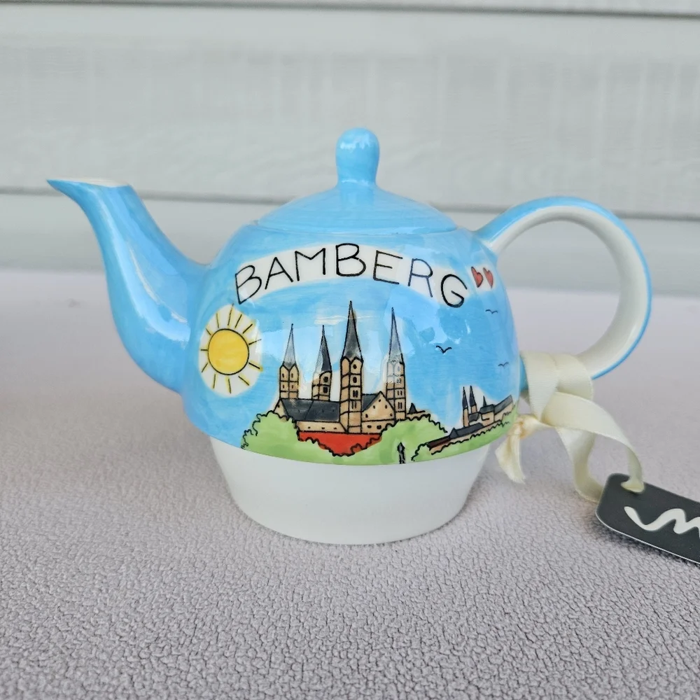 Mila Design Tea for One Bamberg Germany Stacking Tea Pot Cup Saucer Ceramic